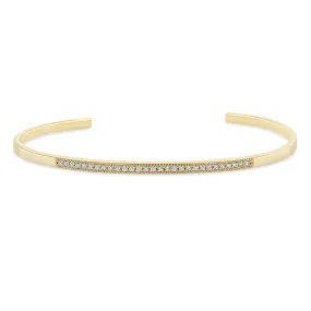 14k Pavé Diamond Bar Cuff