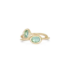 18K Oval Stone Ring in Emerald