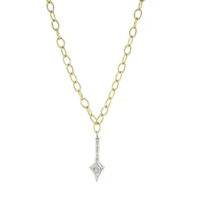 22K Gold Chain Necklace with Platinum & Diamond Arrow