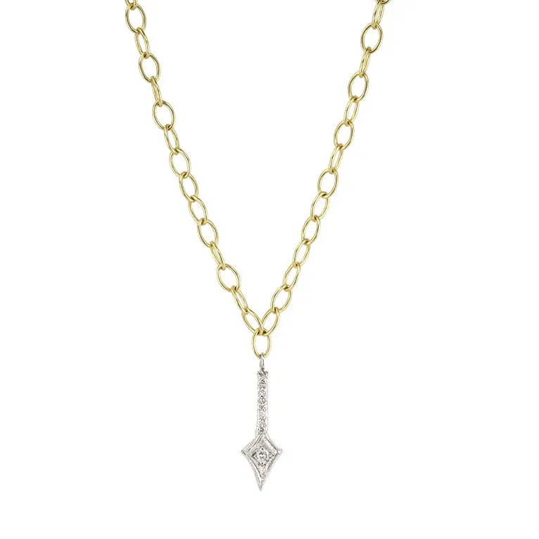 22K Gold Chain Necklace with Platinum & Diamond Arrow