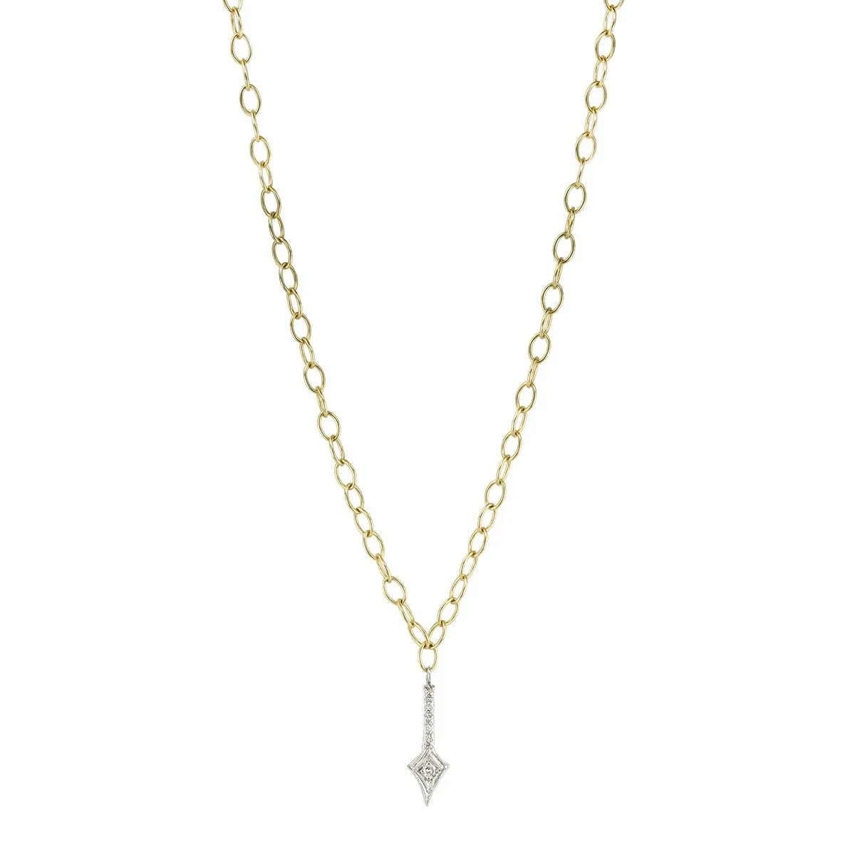 22K Gold Chain Necklace with Platinum & Diamond Arrow