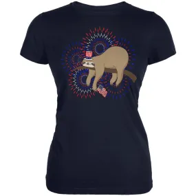 4th Of July Sloth Patriotic Cute Fireworks Juniors Soft T Shirt