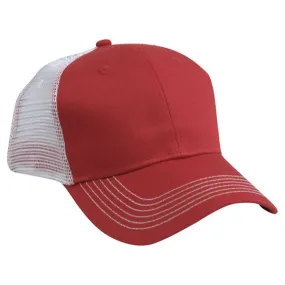 AHEAD Deep Red/White Chino Twill Mesh Back Cap