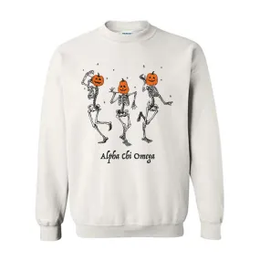 Alpha Chi Omega Pumpkin Head Skeletons Crewneck Sweatshirt