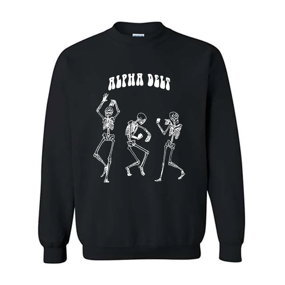 Alpha Delta Gamma Dancing Skeletons Crewneck Sweatshirt