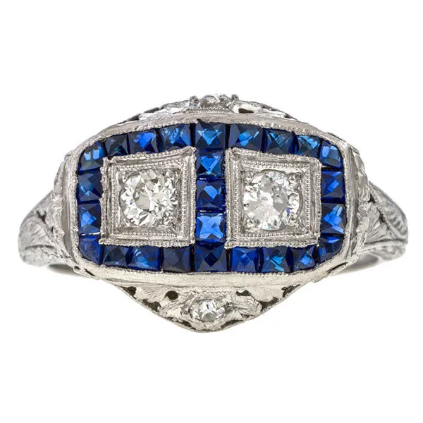 Art Deco Diamond & Sapphire Ring