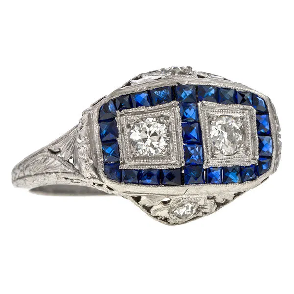 Art Deco Diamond & Sapphire Ring