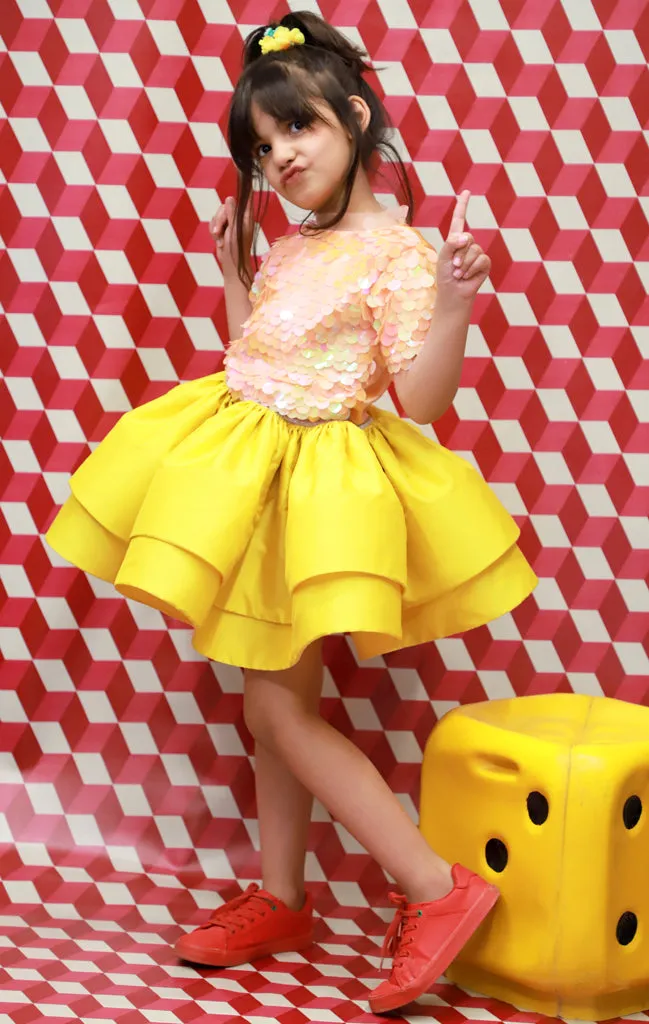 Bedazzled Yellow Skirt Set