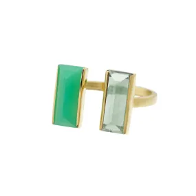 BI MAXI BAGUETTE CHRYSOPRASE   AMETHYST RING