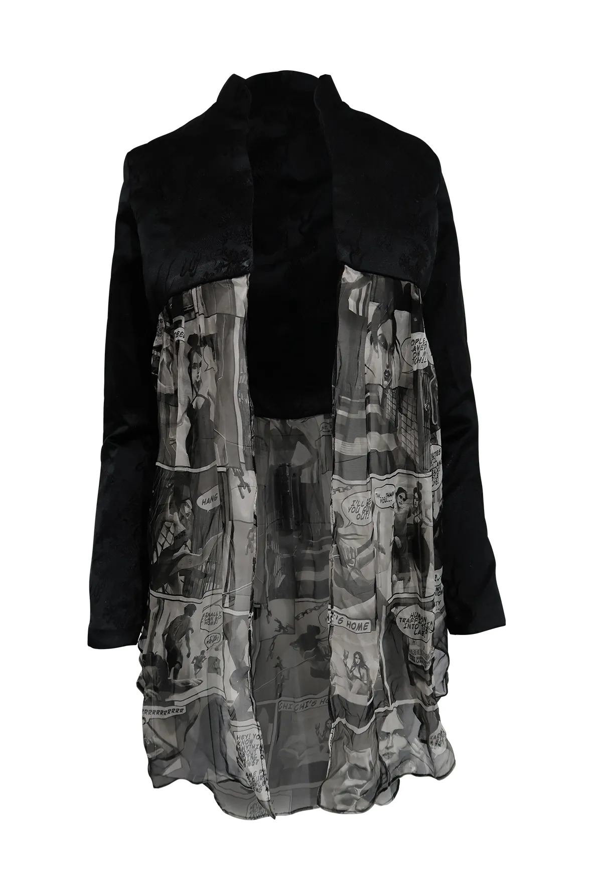 Black Outerwear With Comic Design