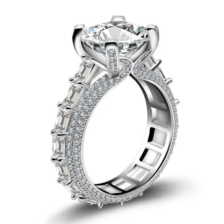 Classic Asscher Cut Engagement Ring In Sterling Silver