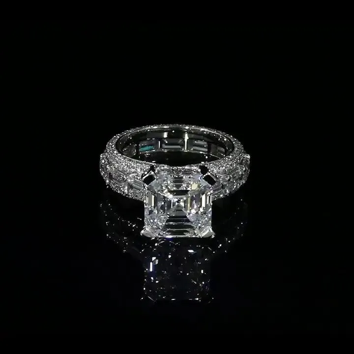 Classic Asscher Cut Engagement Ring In Sterling Silver