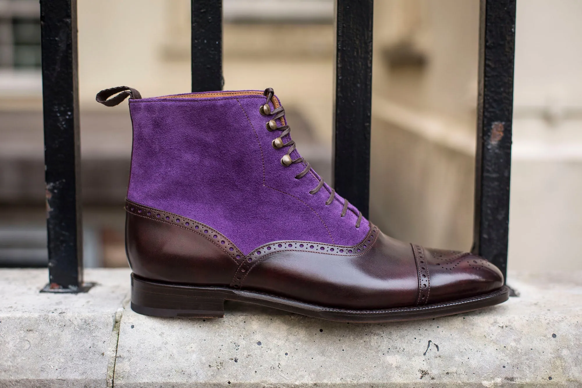 David - MTO - Plum Museum Calf / Purple Suede (Heart Medallion) - NGT Last - Single Leather Sole