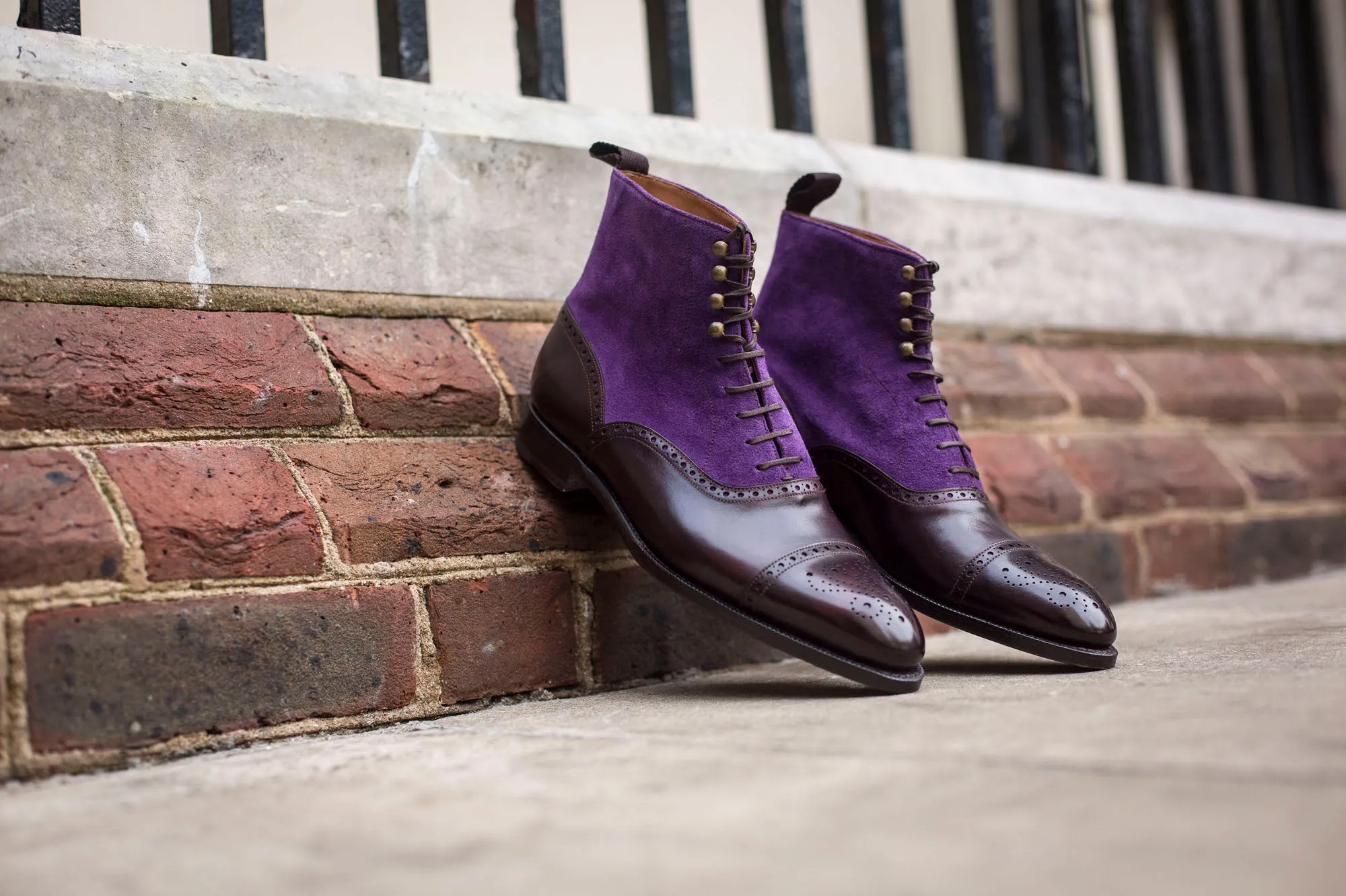 David - MTO - Plum Museum Calf / Purple Suede (Heart Medallion) - NGT Last - Single Leather Sole