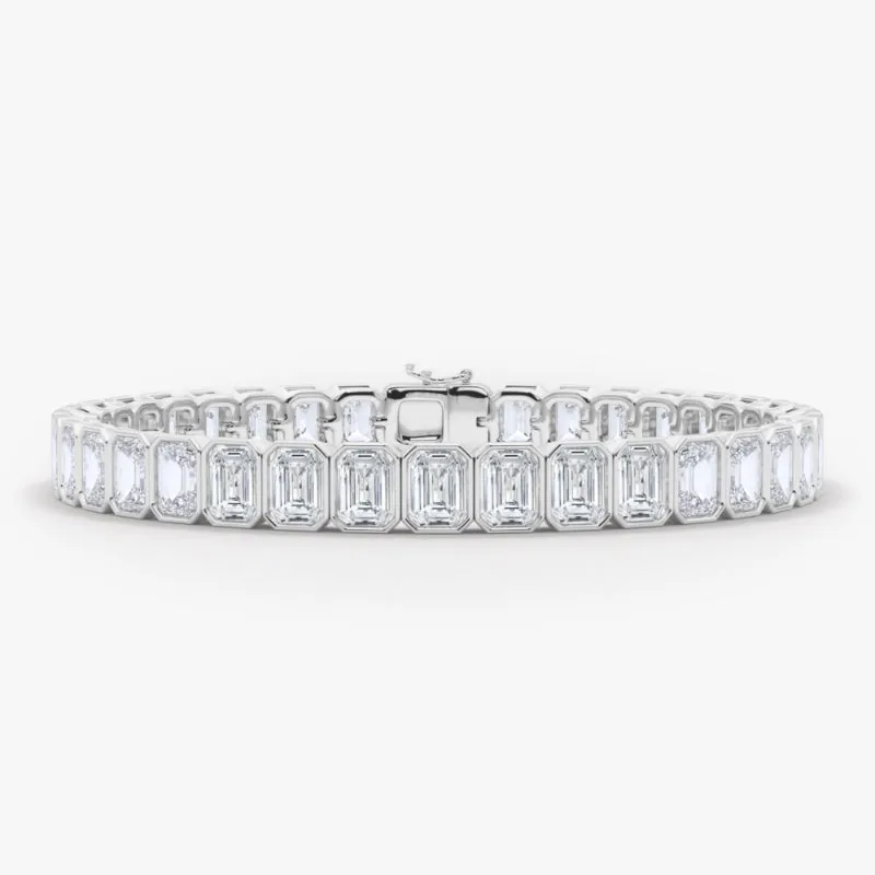 Emerald Cut Bezel Diamond Tennis Bracelet