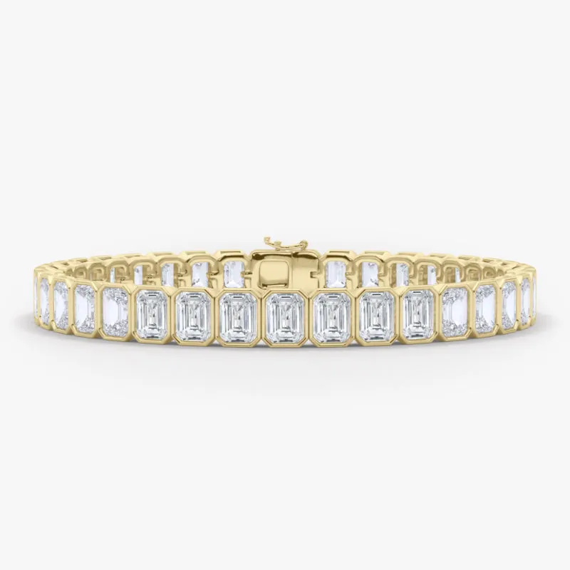 Emerald Cut Bezel Diamond Tennis Bracelet