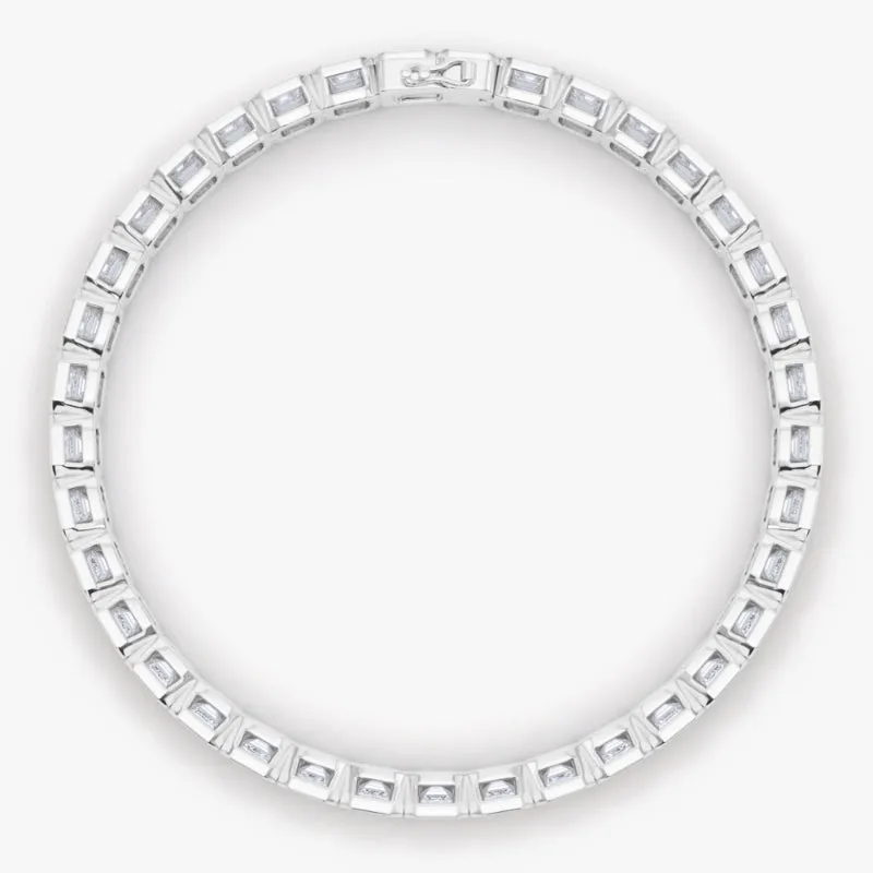 Emerald Cut Bezel Diamond Tennis Bracelet