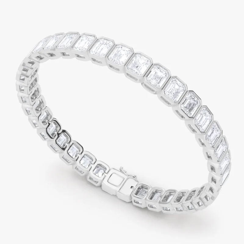 Emerald Cut Bezel Diamond Tennis Bracelet