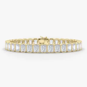 Emerald Cut Bezel Diamond Tennis Bracelet