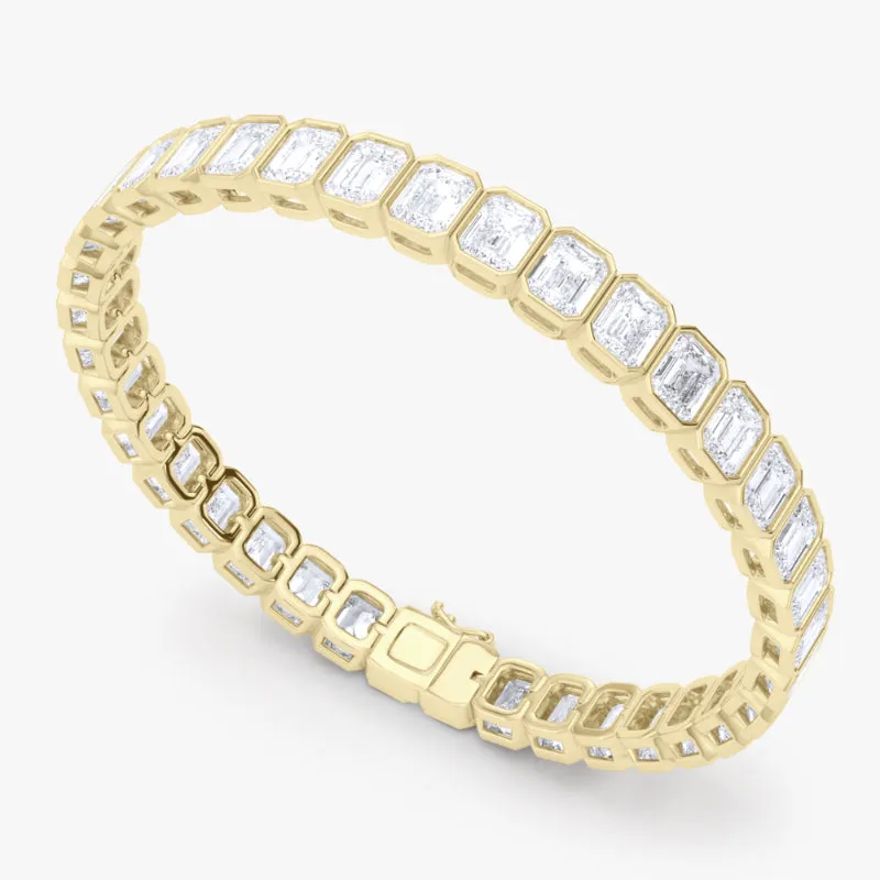 Emerald Cut Bezel Diamond Tennis Bracelet