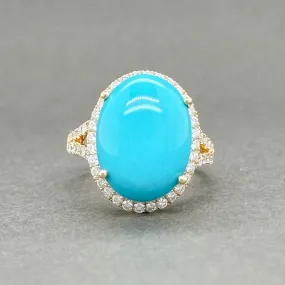 Estate Effy 14K Y Gold 5.85ct Turquoise & 0.68ctw H-I/I1-2 Diamond Ring