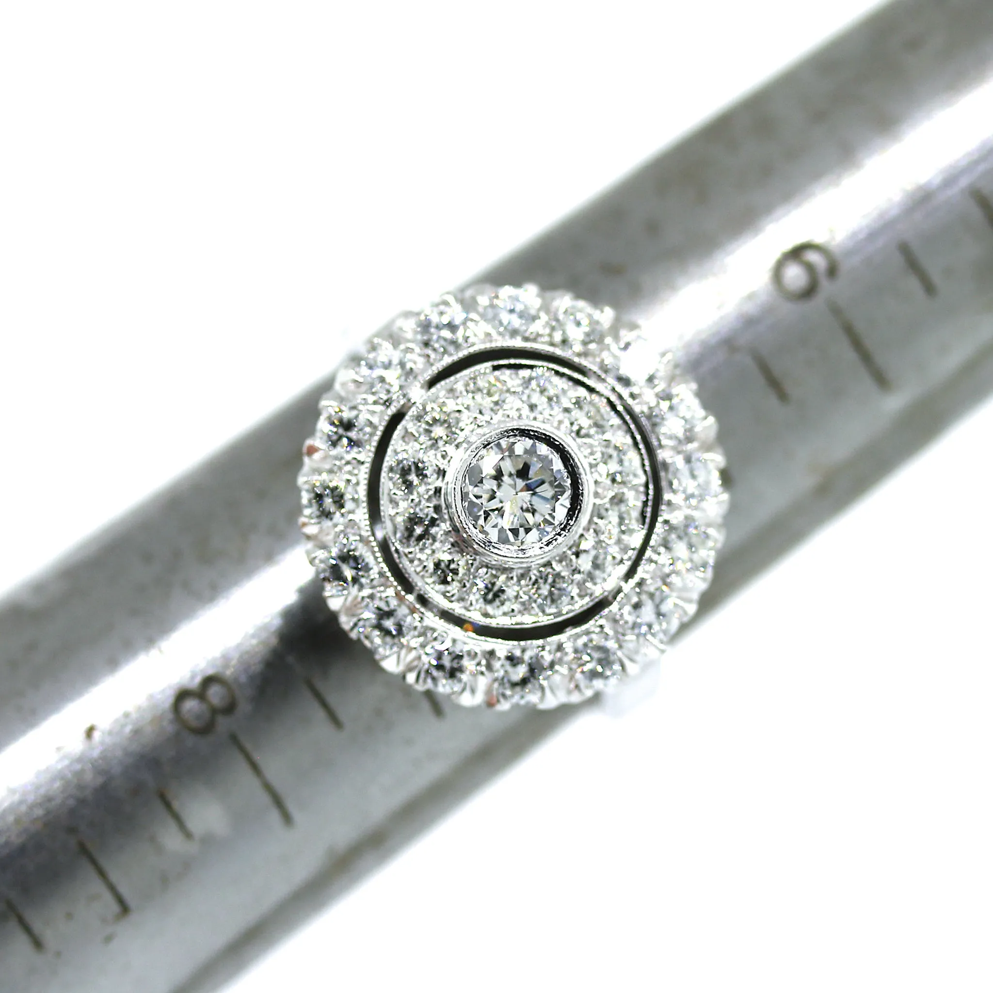 Estate Platinum 1.10 ct Diamond Cluster Ring