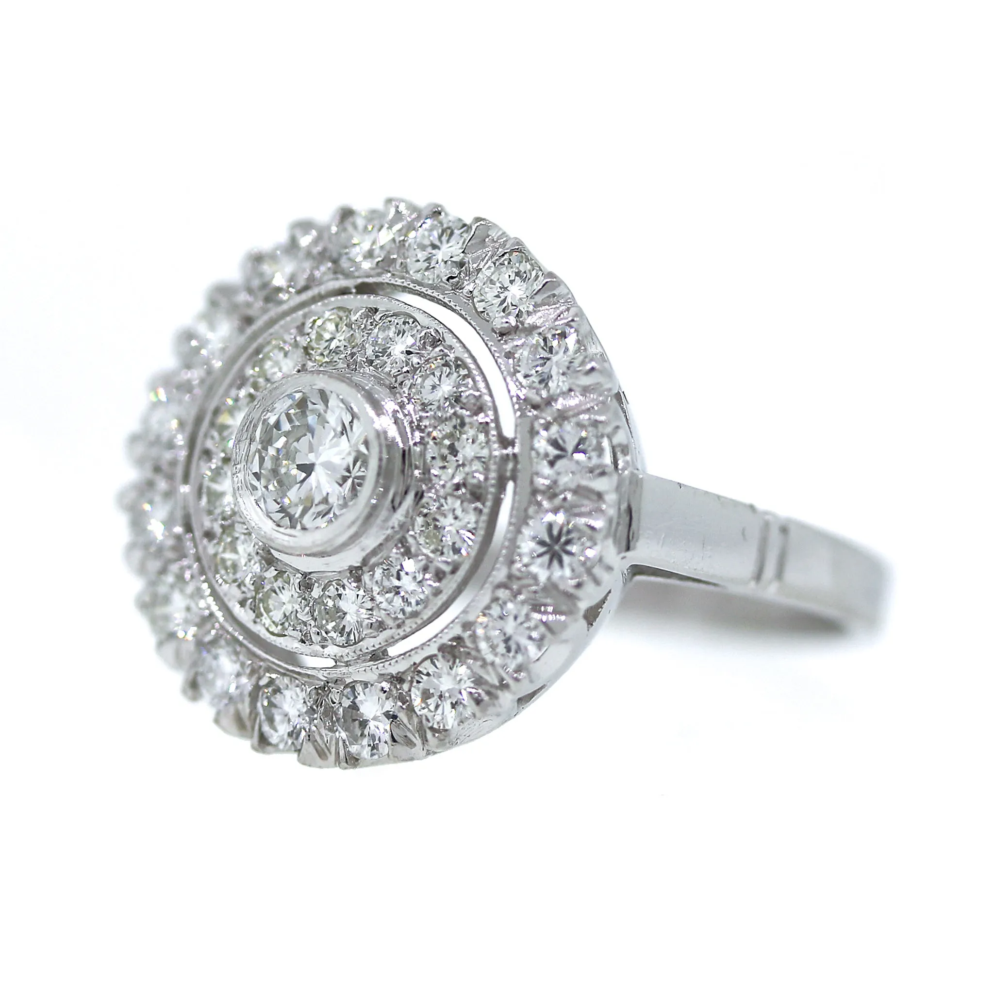 Estate Platinum 1.10 ct Diamond Cluster Ring