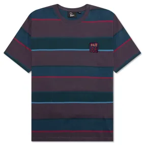 Fast Food Logo Striped T-Shirt - Aubergine