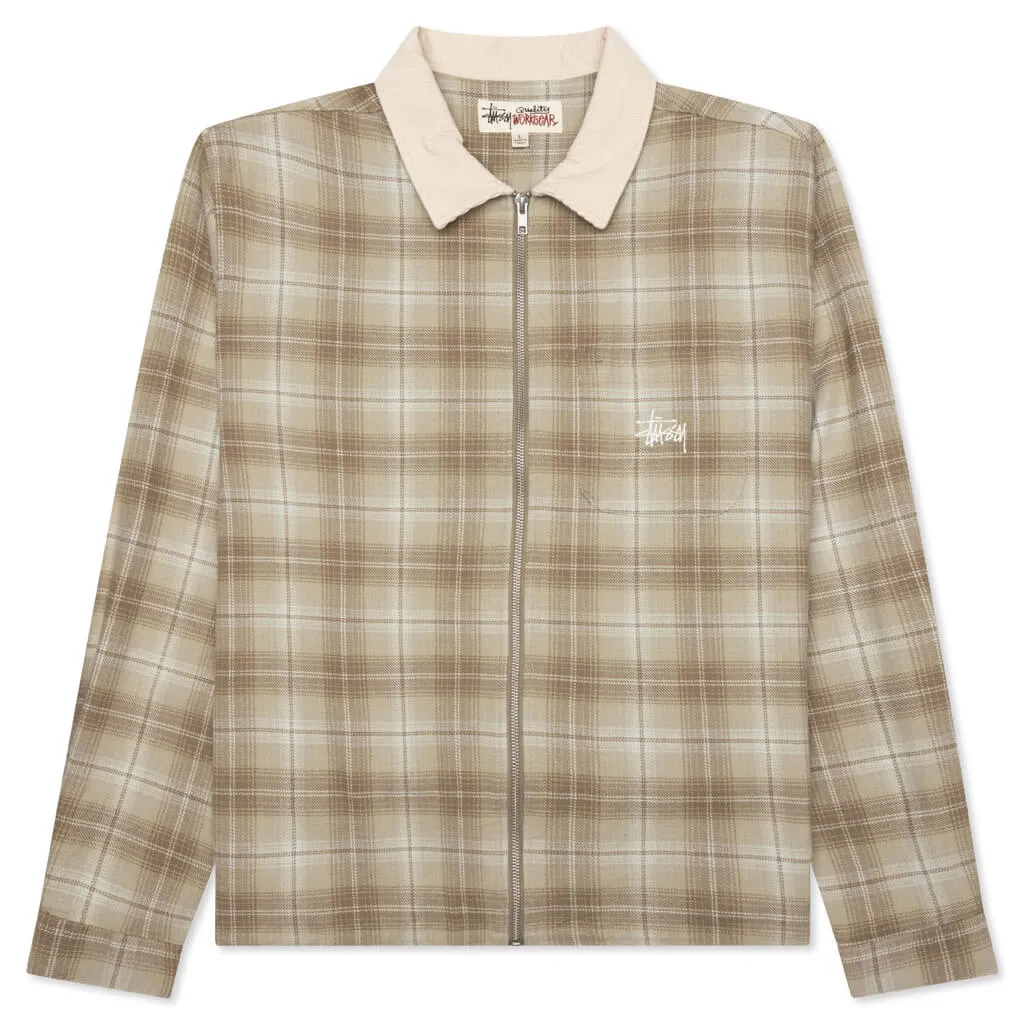 Frank Plaid Zip Shirt - Tan