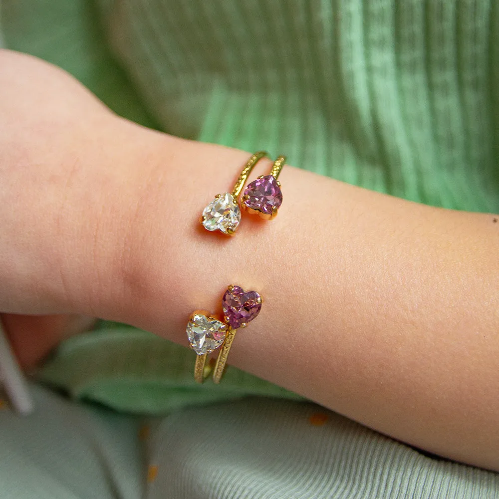 Girls Heart Bracelet / Light Amethyst (children size)