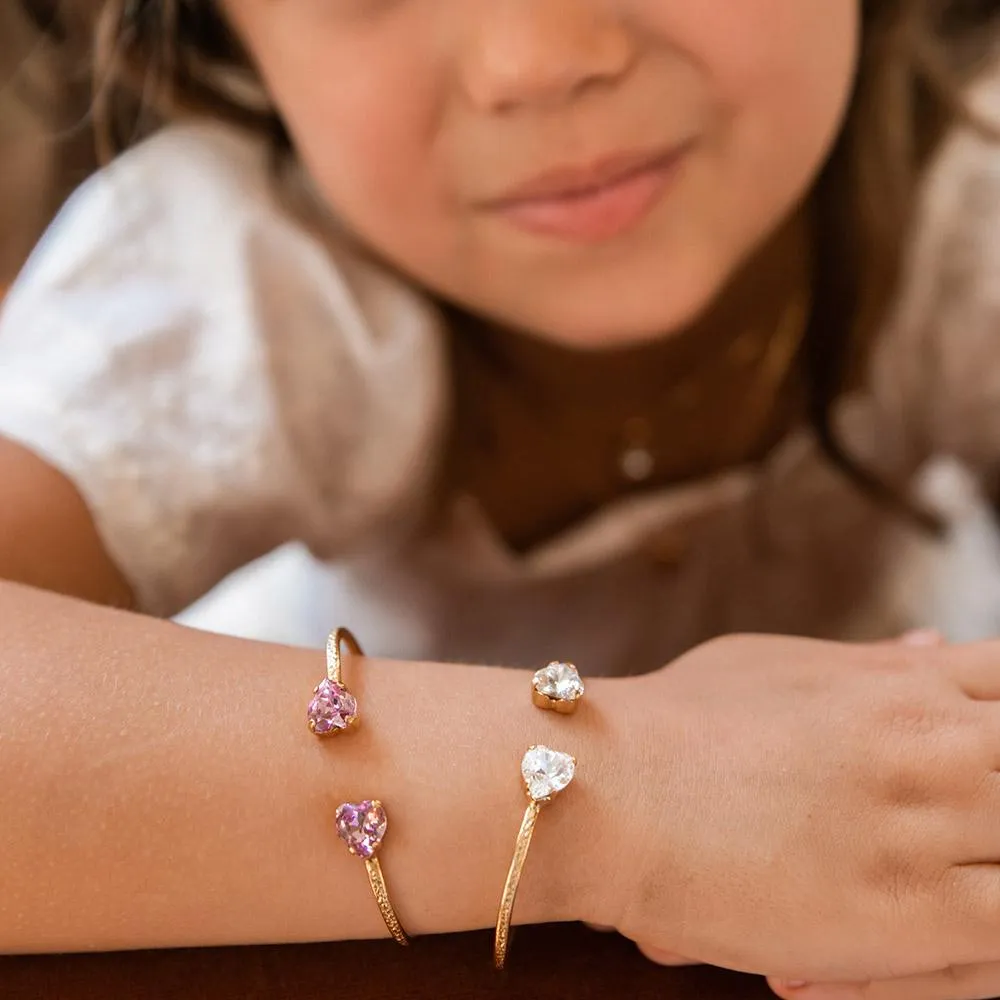 Girls Heart Bracelet / Light Amethyst (children size)