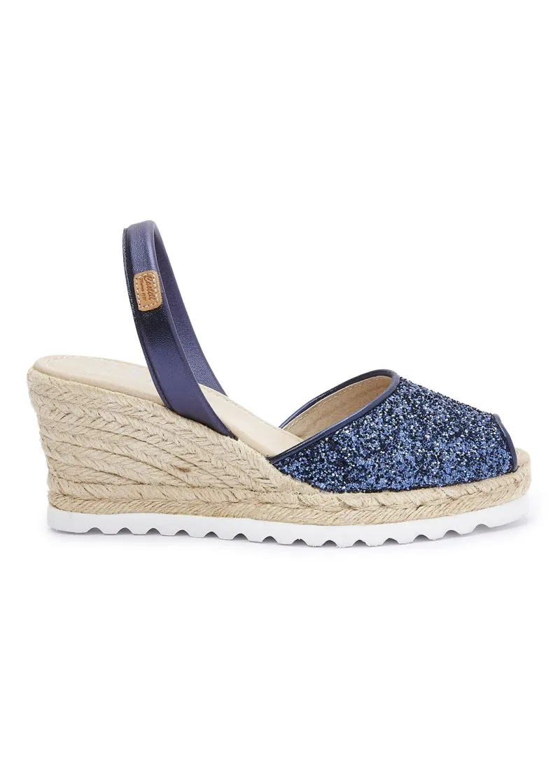 Glitter Leather Menorcan Espadrille For Women - Frida Montada 2006R Glitter