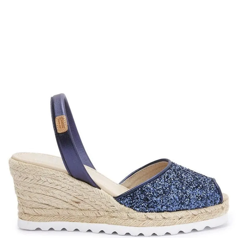 Glitter Leather Menorcan Espadrille For Women - Frida Montada 2006R Glitter