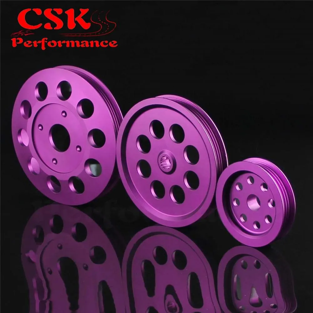 LIGHT-WEIGHT CRANK PULLEY Fits For Nissan skyline GTS GTR RB20 RB25 RB26 PULLEY PURPLE