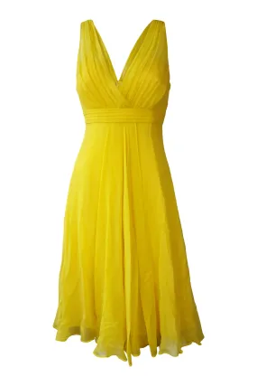 L.K. BENNETT Yellow Chiffon Sleeveless Dress (UK 8)