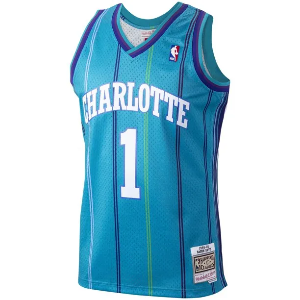 Mens Baron Davis Charlotte Hornets Teal 1999-2000 Swingman Replica Jersey By Mitchell & Ness