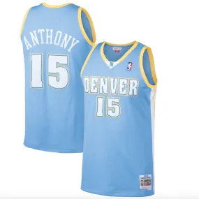 Men's Denver Nuggets Carmelo Anthony Mitchell & Ness Light Blue 2003-04 Hardwood Classics Swingman Jersey