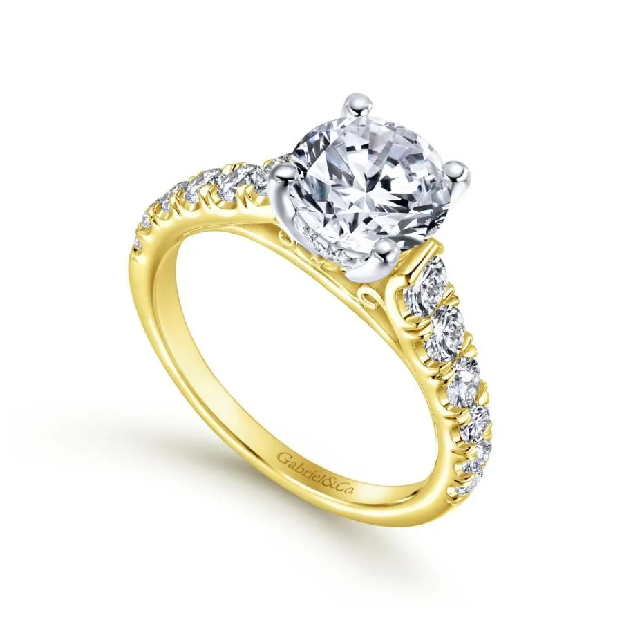 Mounting Only, 14K Yellow Gold Diamond Engagement Ring