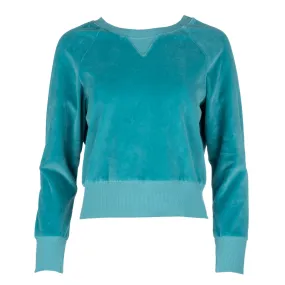 Neon Turquoise Velour Raglan Sweatshirt