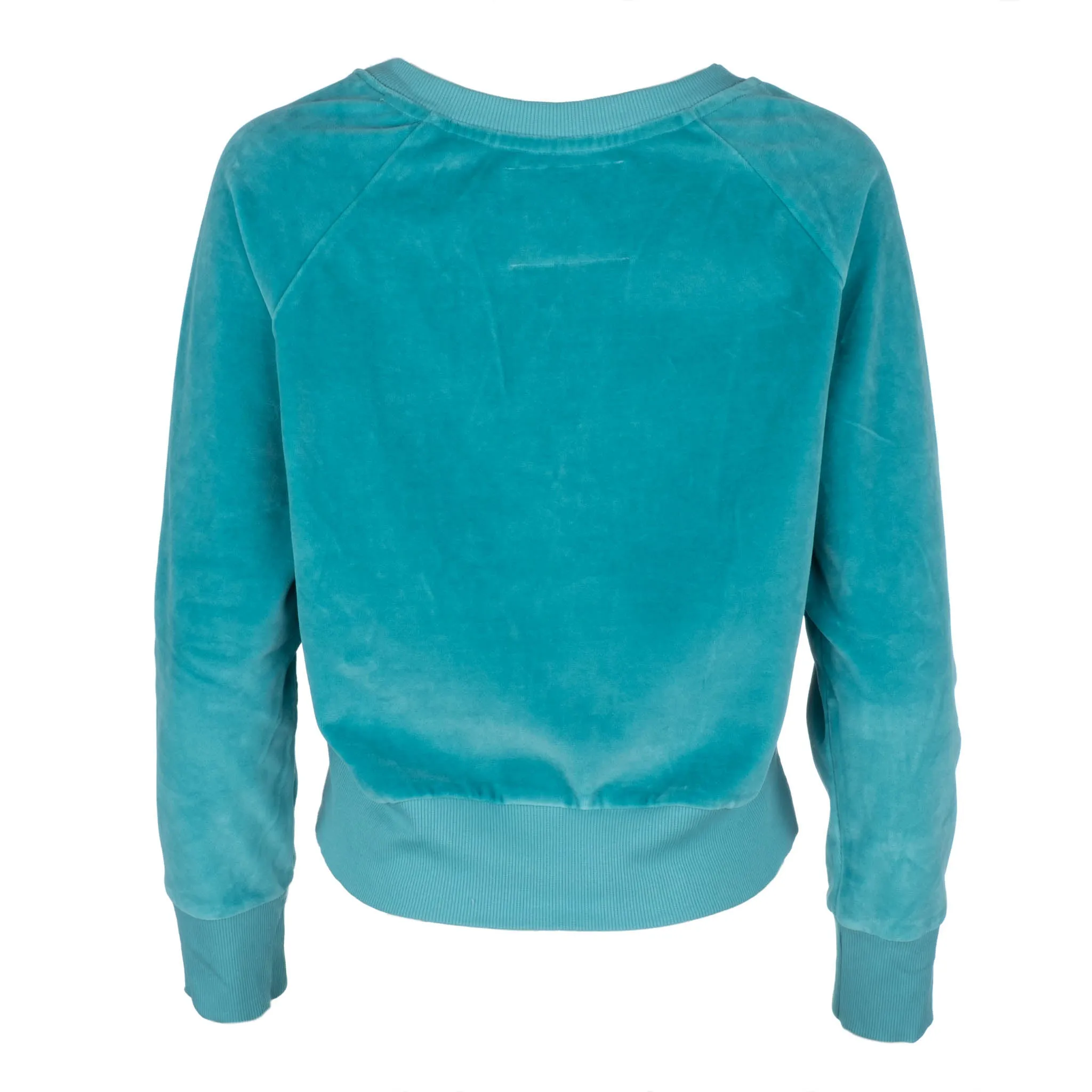 Neon Turquoise Velour Raglan Sweatshirt