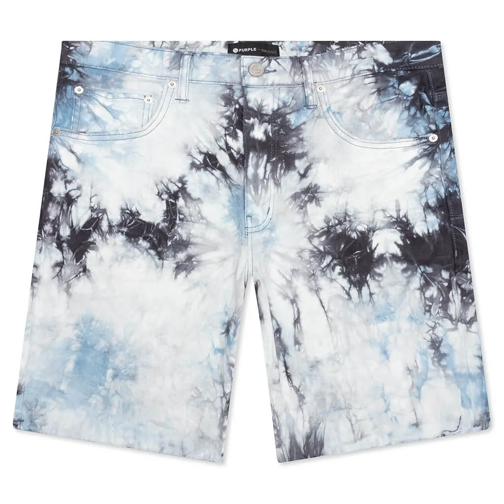 P020 - Blue Black Tiedye Jacquard Monogram Shorts