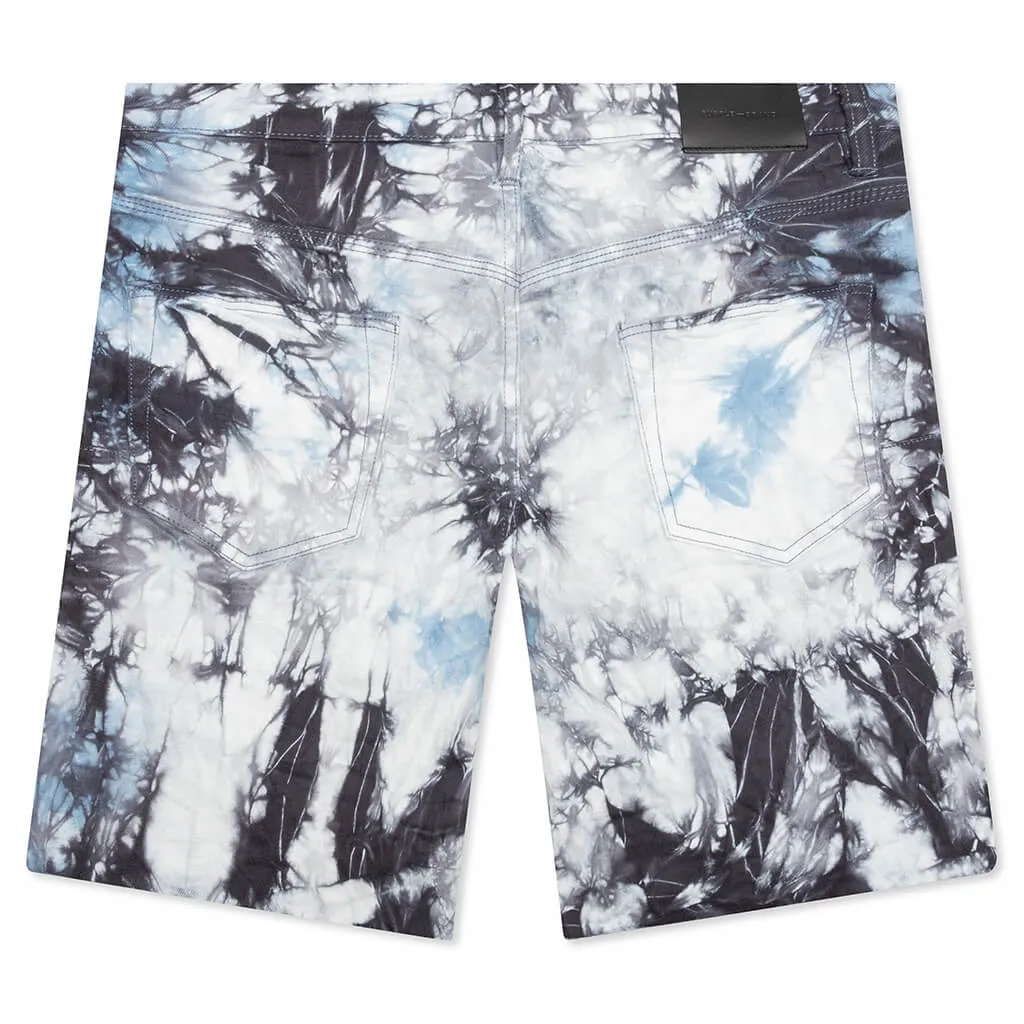 P020 - Blue Black Tiedye Jacquard Monogram Shorts