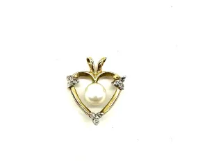 Pearl & Diamond Accent Heart Pendant