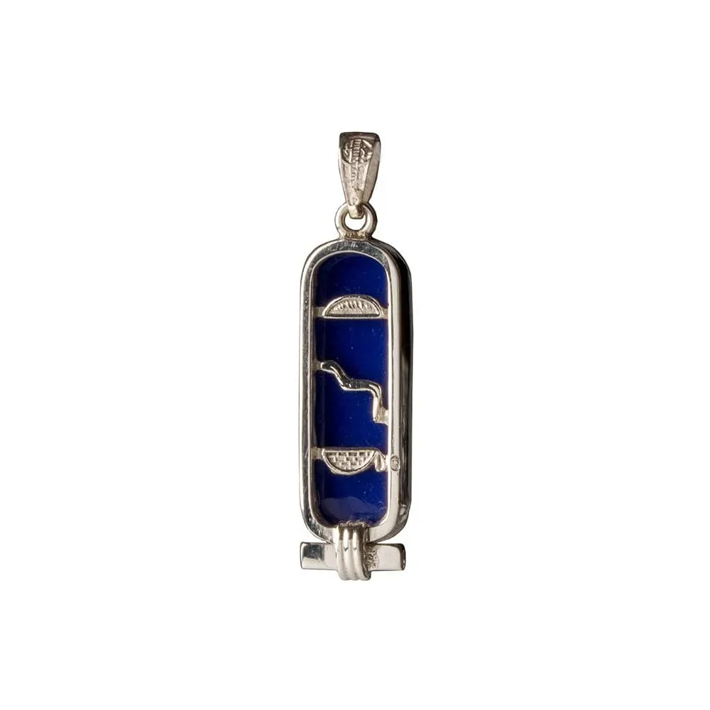 Personalized Sterling Silver Created Lapis Cartouche Pendant