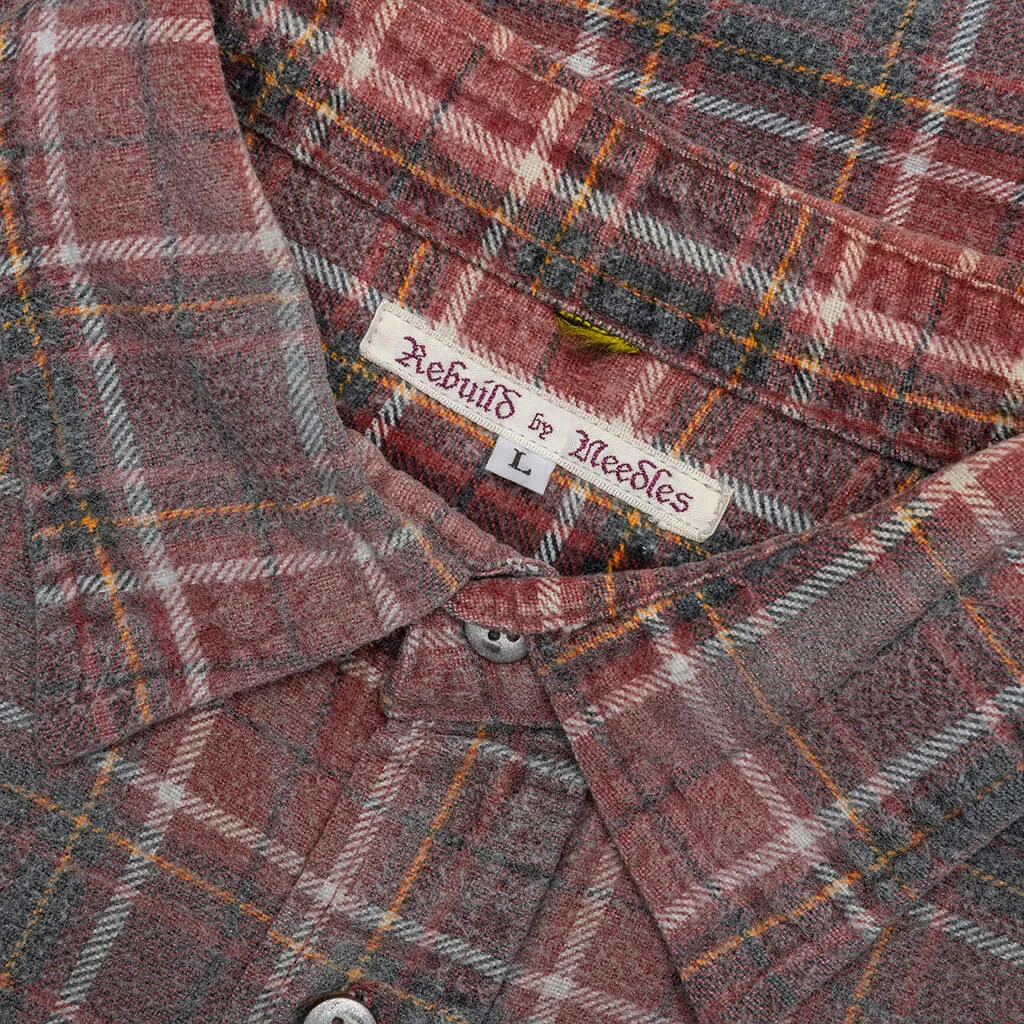 Rebuild by Flannel Shirt 7 Cuts Shirt / Reflection - Burgundy/Orange