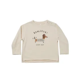 Rylee   Cru Natural Bonjour Raw Edge Long Sleeve Tee