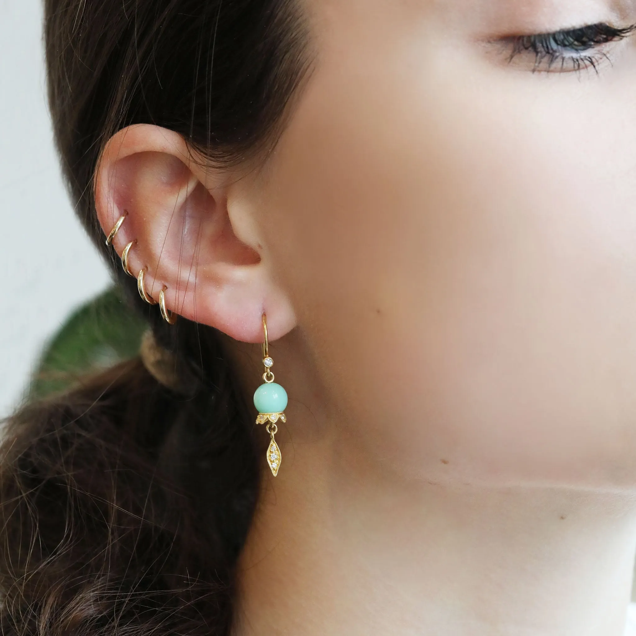 Smooth Round Chrysoprase Lily of the Valley Earrings