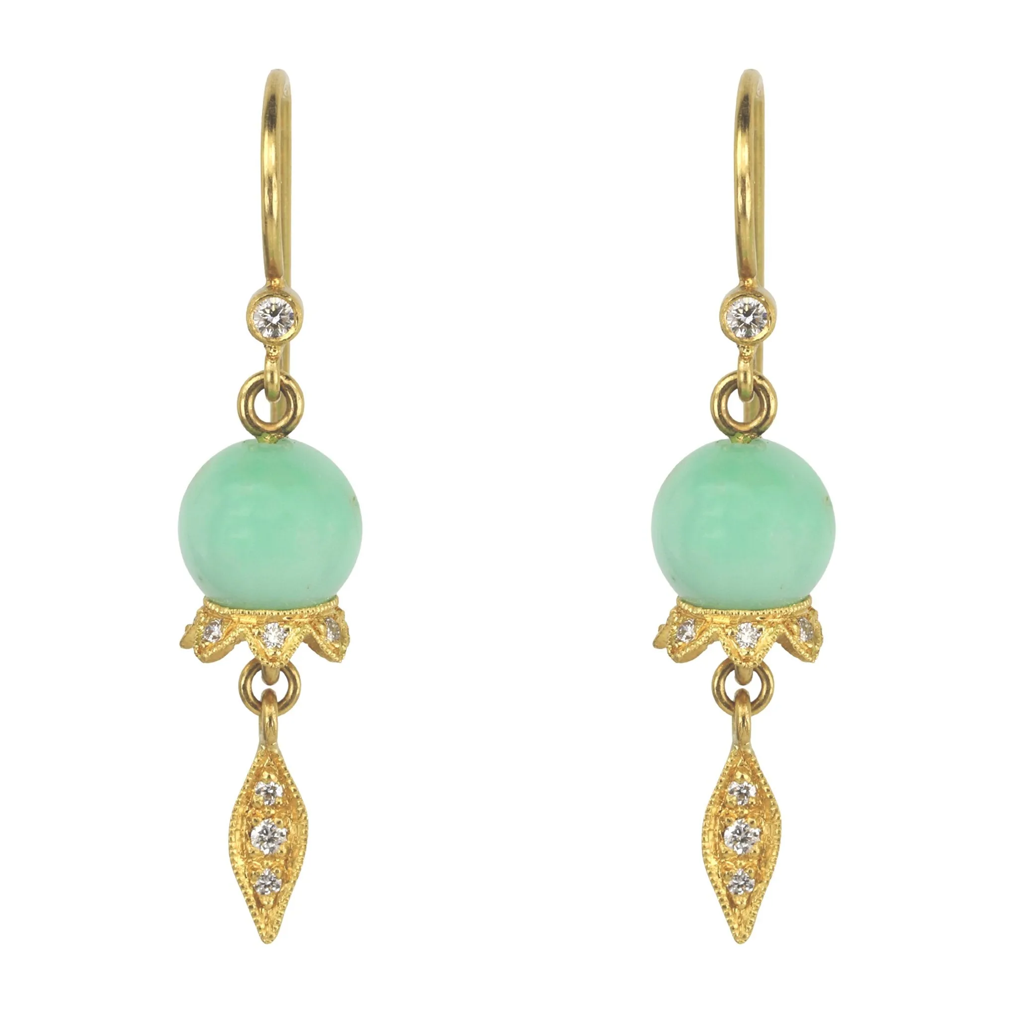 Smooth Round Chrysoprase Lily of the Valley Earrings