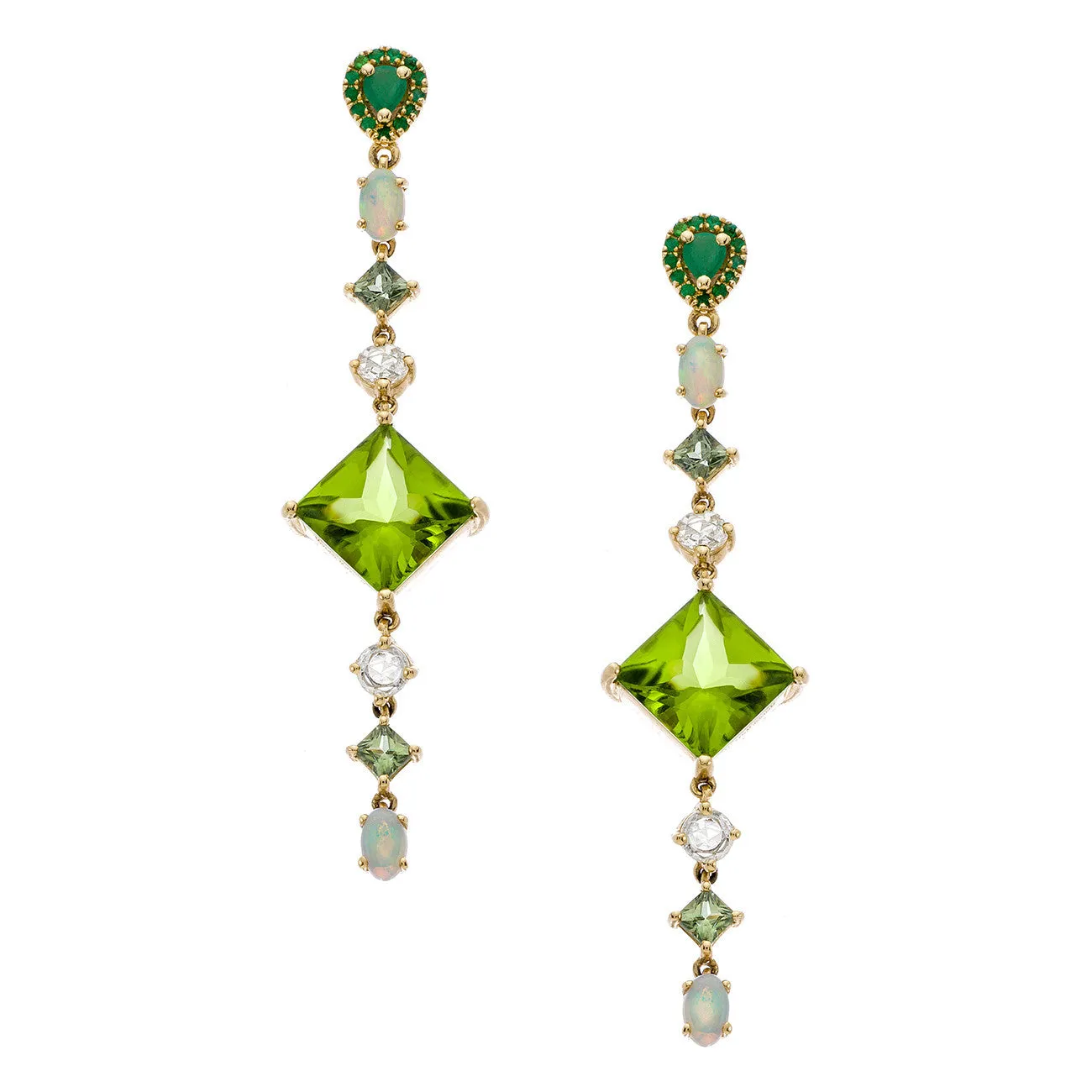 Sol Earrings Peridot Yellow Gold