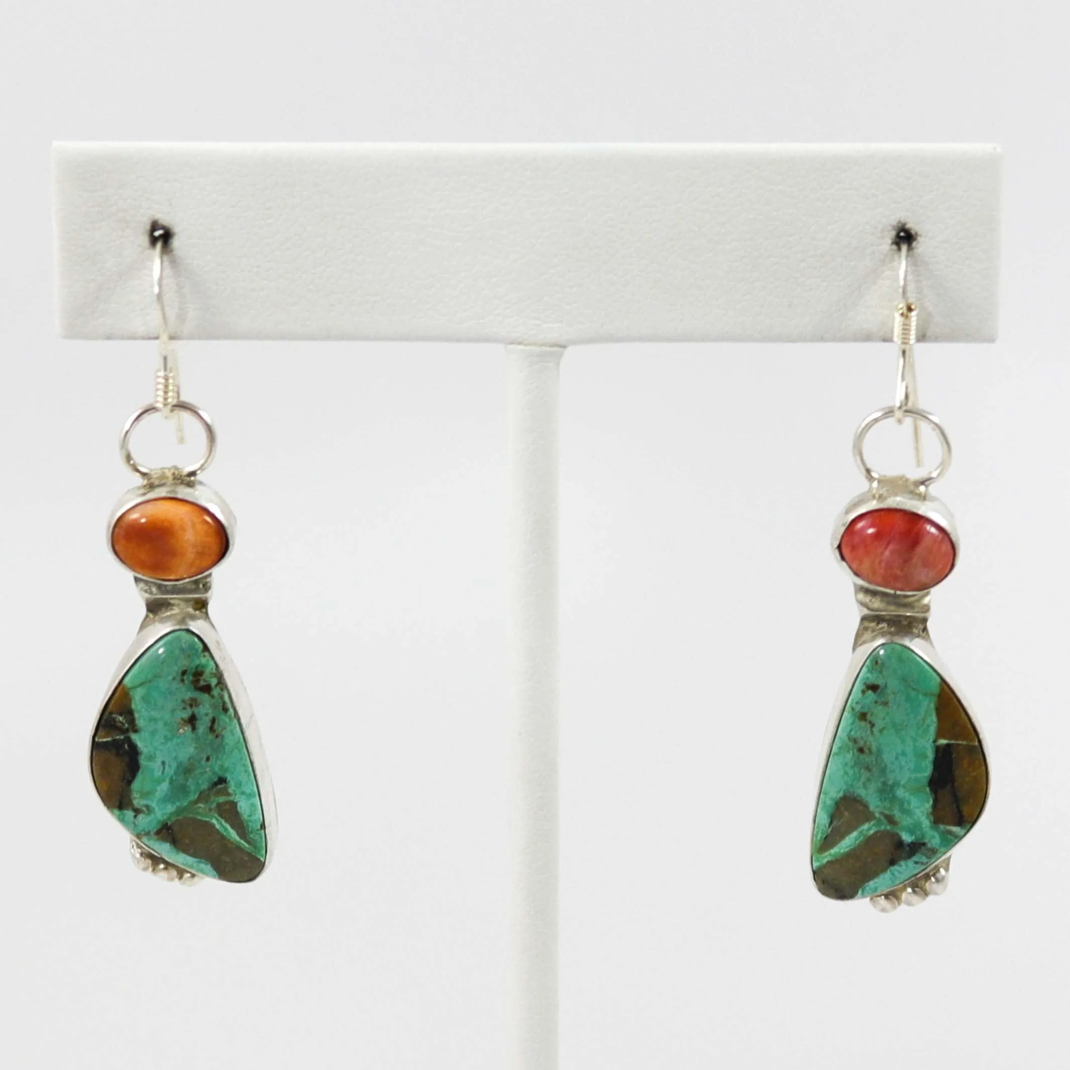 Spiny Oyster and Turquoise Earrings